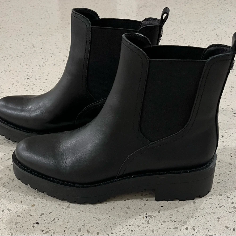 Sam Edelman NWOT Josha Black Leather Chelsea Booties 7.5 M - Picture 5 of 11